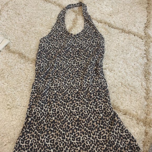 American Eagle Leopard Halter Mini Dress - Picture 1 of 3